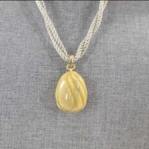 Vintage Bakelite Green Swirl Pendant on Nylon Chain